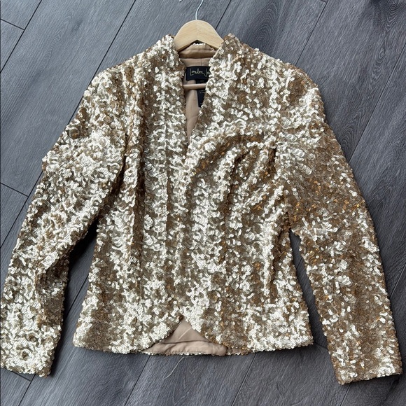 LONDONJEAN Gold Sequin Blazer Jacket - Picture 2 of 3
